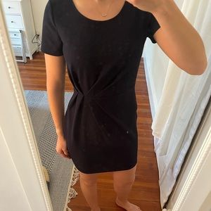 Cocktail navy dress with detailed waist